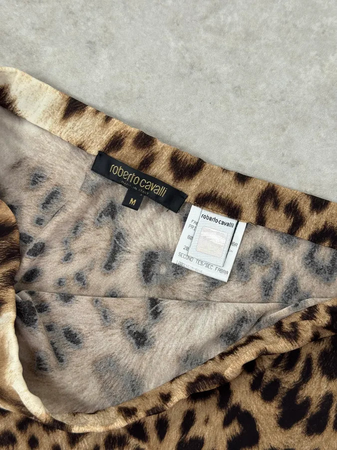 SS2003 Roberto Cavalli Leopard Print Silk Dress TxRlUvx 7