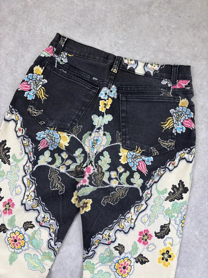 SS2003 Roberto Cavalli White & Black Chineese Floral Pants PhnCYEk 6