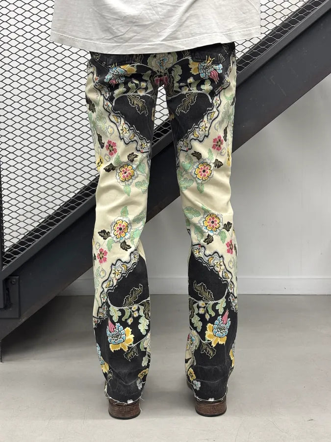 SS2003 Roberto Cavalli White & Black Chineese Floral Pants PhnCYEk 4