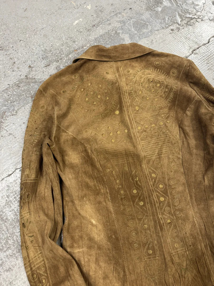 SS2003 Roberto Cavalli Pleats Ancient Beige Leather Shirt lJWXCEZ 10