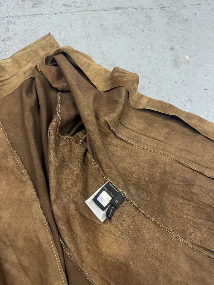 SS2003 Roberto Cavalli Pleats Ancient Beige Leather Shirt lJWXCEZ 12