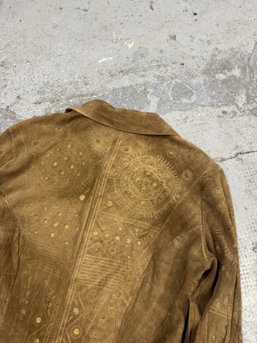 SS2003 Roberto Cavalli Pleats Ancient Beige Leather Shirt lJWXCEZ 9