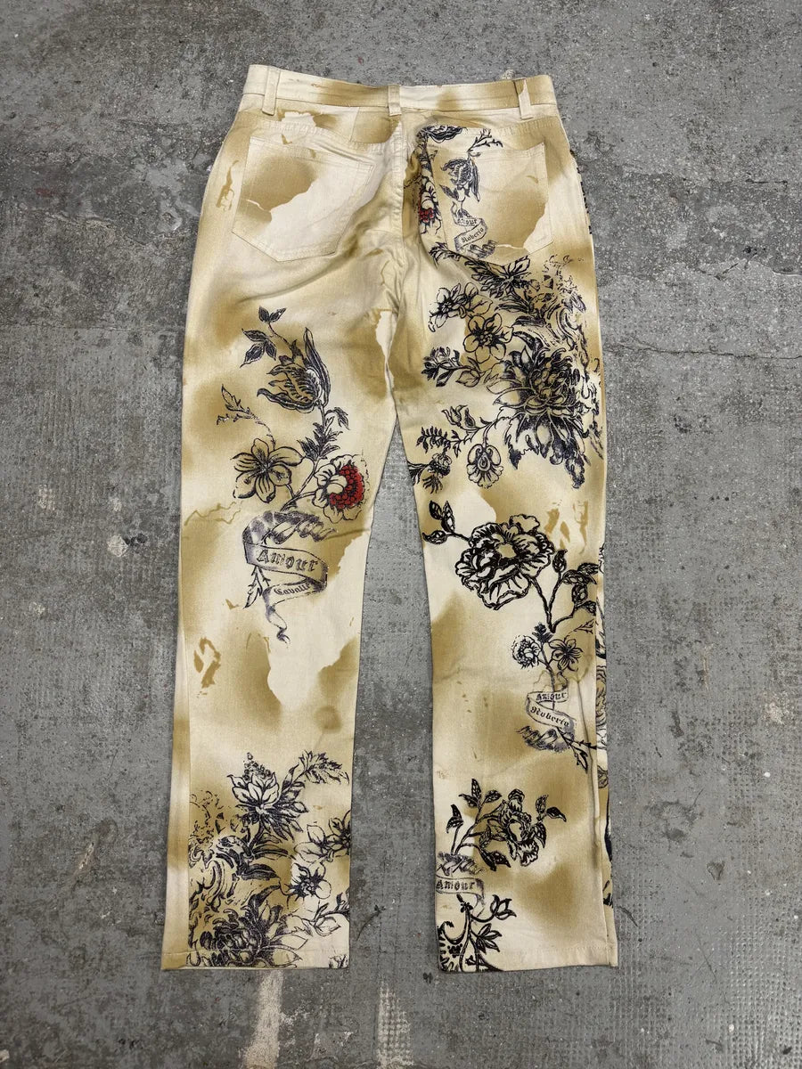 SS2003 Roberto Cavalli Tattoo Print Savage Pants (M) 1