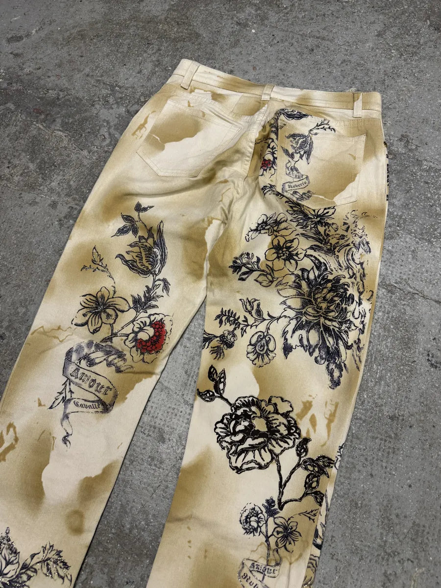 SS2003 Roberto Cavalli Tattoo Print Savage Pants (M) 4