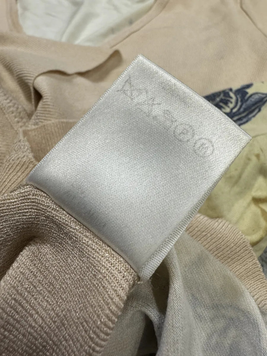 SS2003 Roberto Cavalli Tattoo Silk Rose Creamy T-Shirt wmnwDxW 4