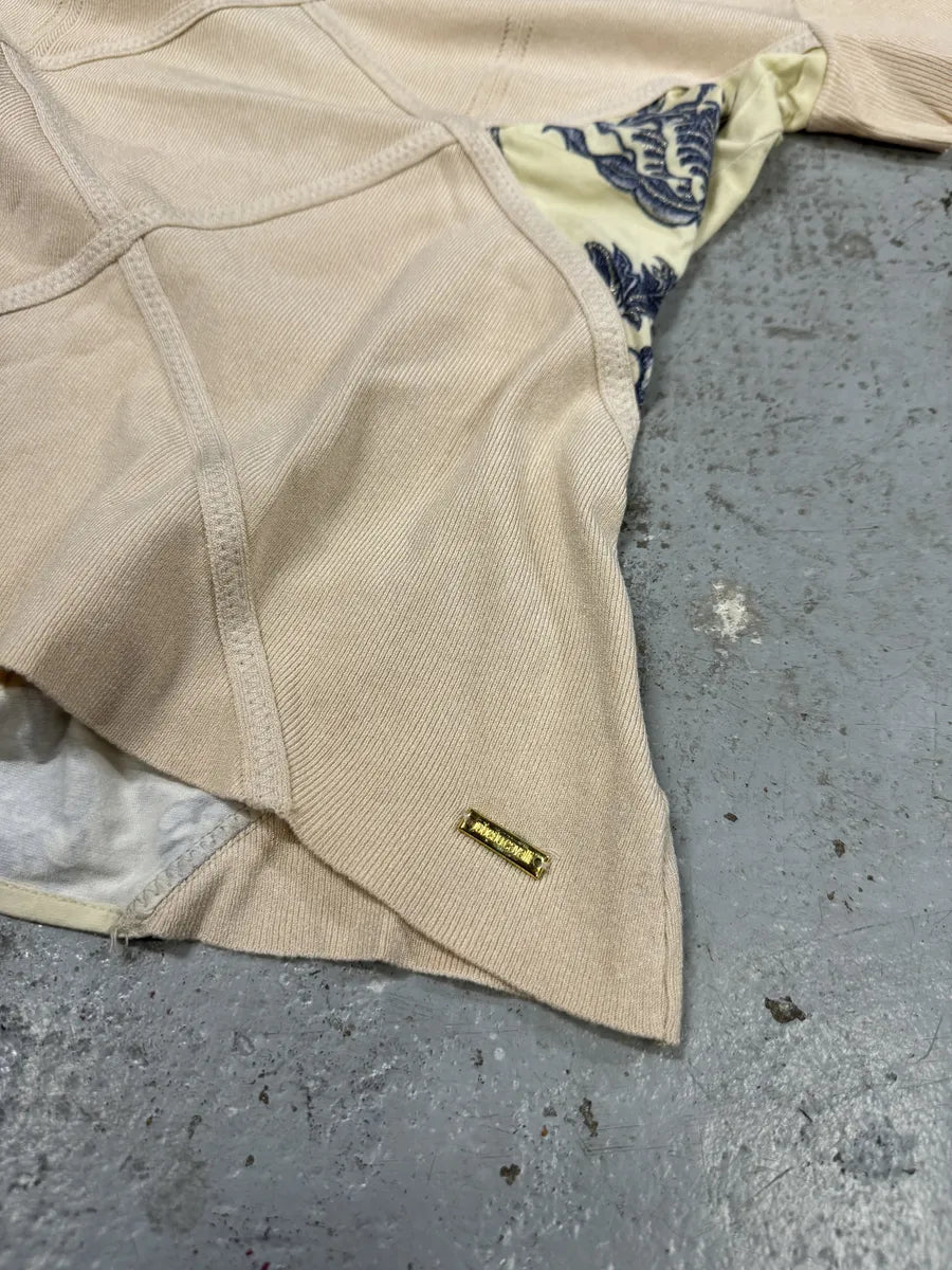 SS2003 Roberto Cavalli Tattoo Silk Rose Creamy T-Shirt wmnwDxW 5