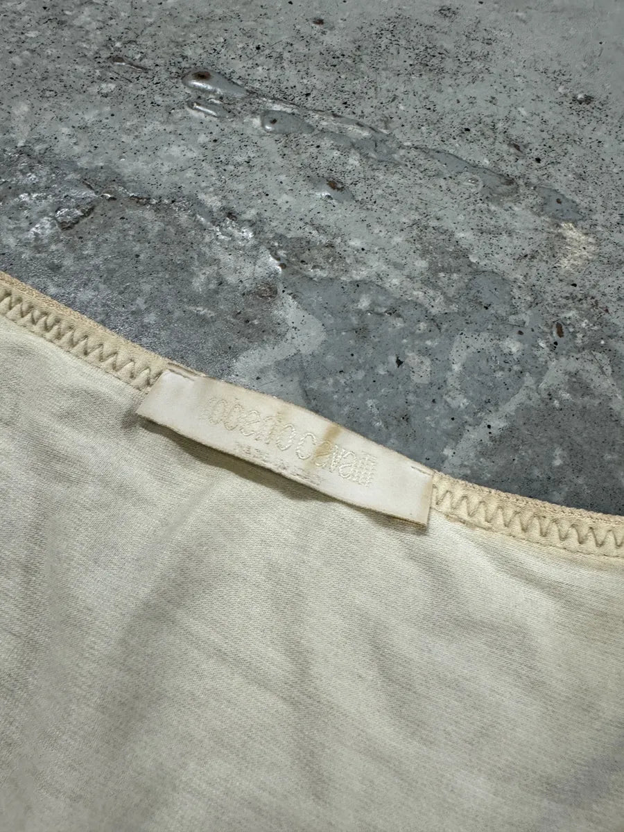 SS2003 Roberto Cavalli Tattoo Silk Rose Creamy T-Shirt wmnwDxW 6