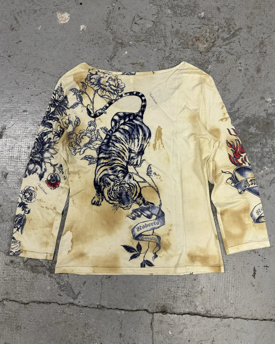 SS2003 Roberto Cavalli Tattoo Tiger Longsleeve Top (L) 1