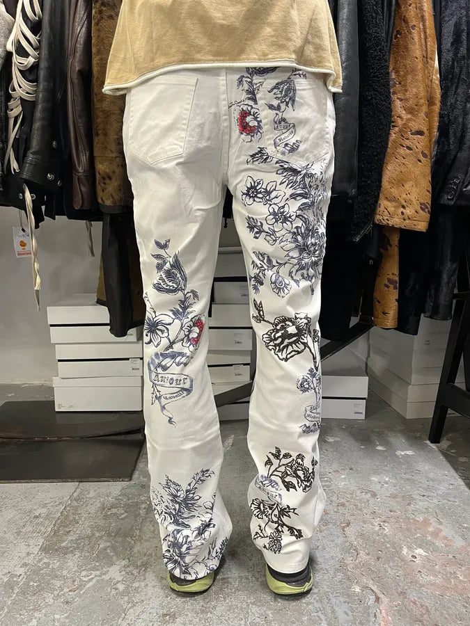 SS2003 Roberto Cavalli White Tattoo Pants yHNsbua 3