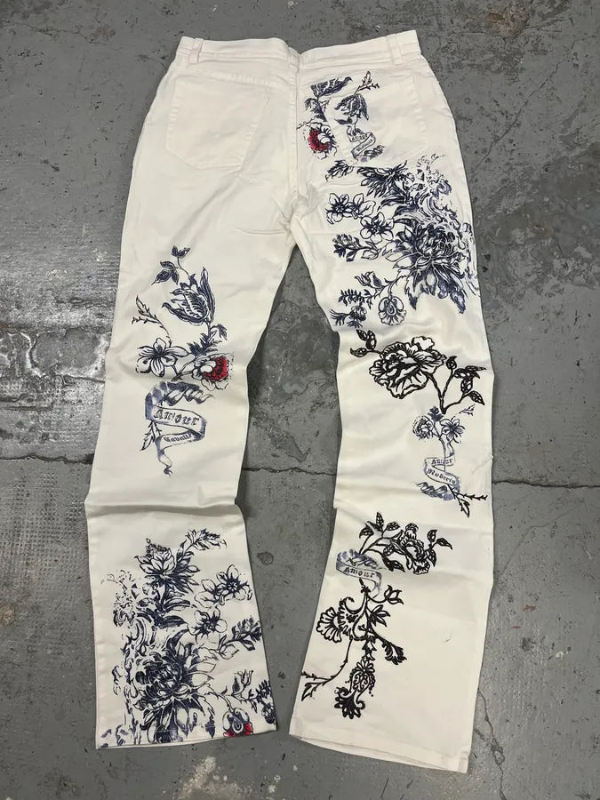 SS2003 Roberto Cavalli White Tattoo Pants yHNsbua 6