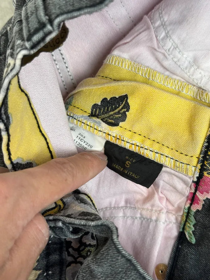 SS2003 Roberto Cavalli Yellow Asian Floral Print Pants rJKDKGv 12