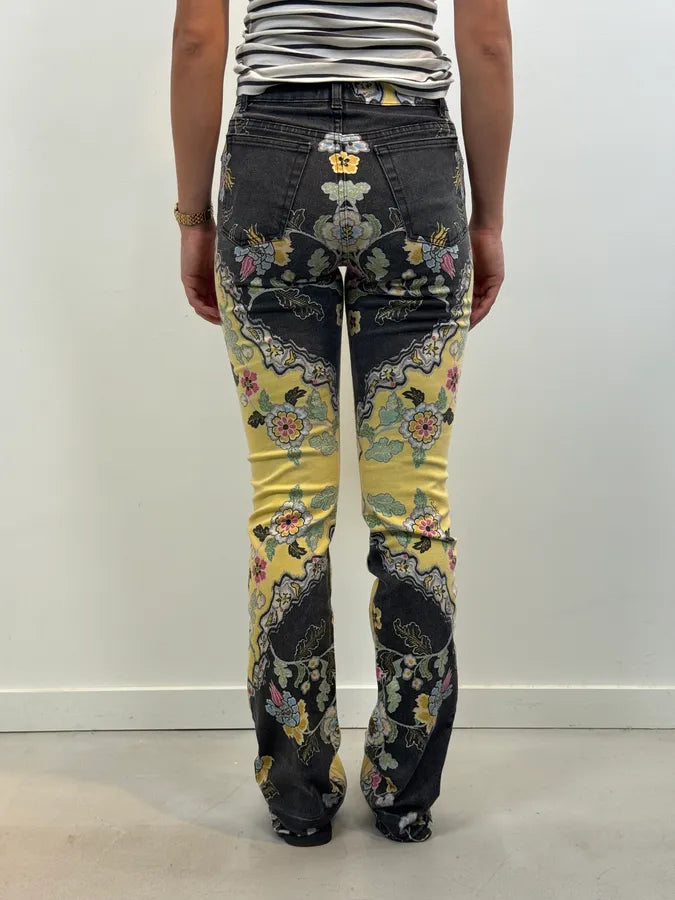 SS2003 Roberto Cavalli Yellow Asian Floral Print Pants rJKDKGv 3