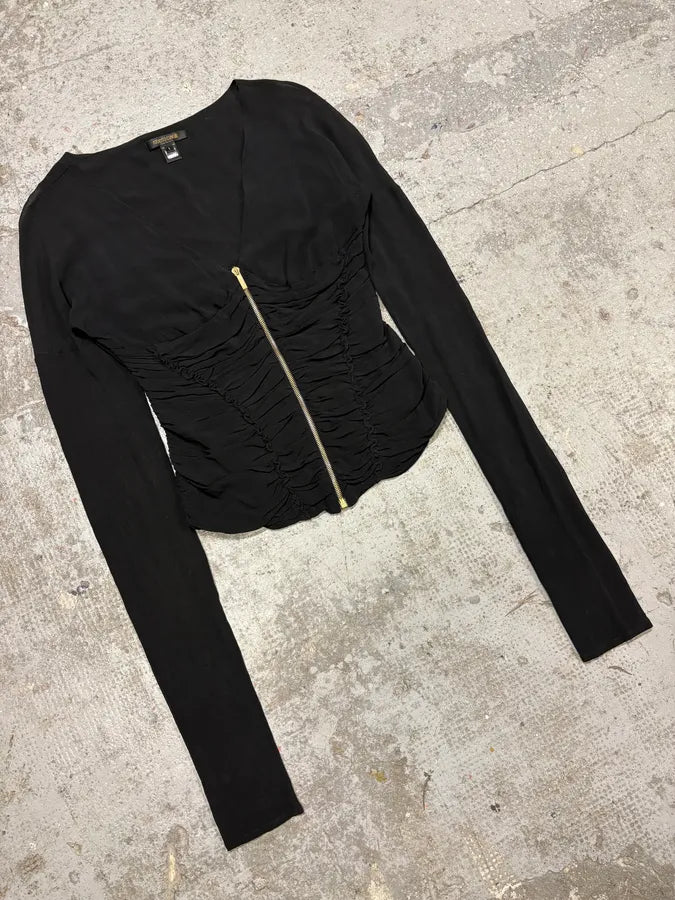 SS2003 Roberto Cavalli Zip Black Pleats Long Sleeve (M) tuBPElb 1
