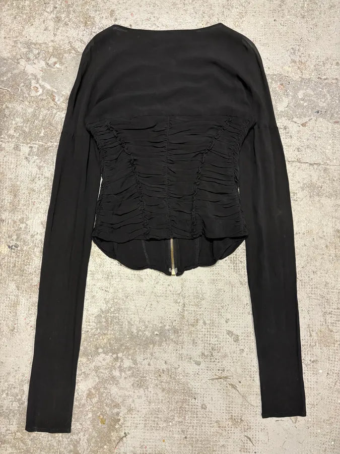 SS2003 Roberto Cavalli Zip Black Pleats Long Sleeve (M) tuBPElb 3