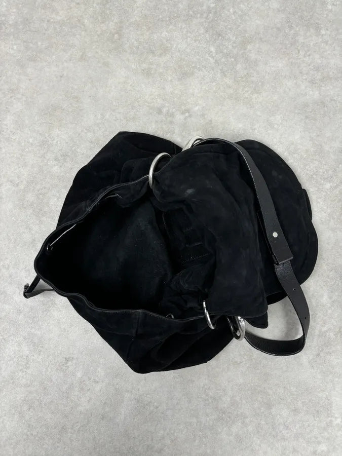 SS2003 Yves Saint Laurent Black Suede Roses Leather Handle Bag APNXCMh 5