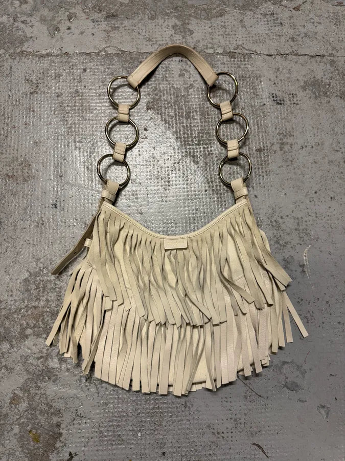 SS2003 Yves Saint Laurent Fringe Layered White Leather Handle Bag by Tom Ford SRfVPxP 0