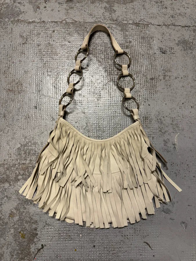 SS2003 Yves Saint Laurent Fringe Layered White Leather Handle Bag by Tom Ford SRfVPxP 5