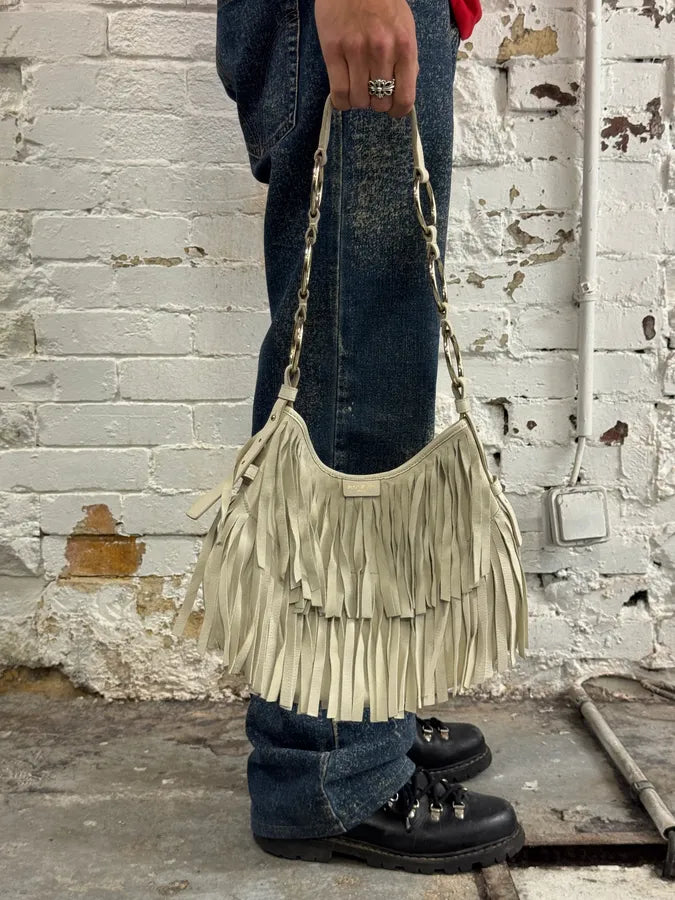 SS2003 Yves Saint Laurent Fringe Layered White Leather Handle Bag by Tom Ford SRfVPxP 8