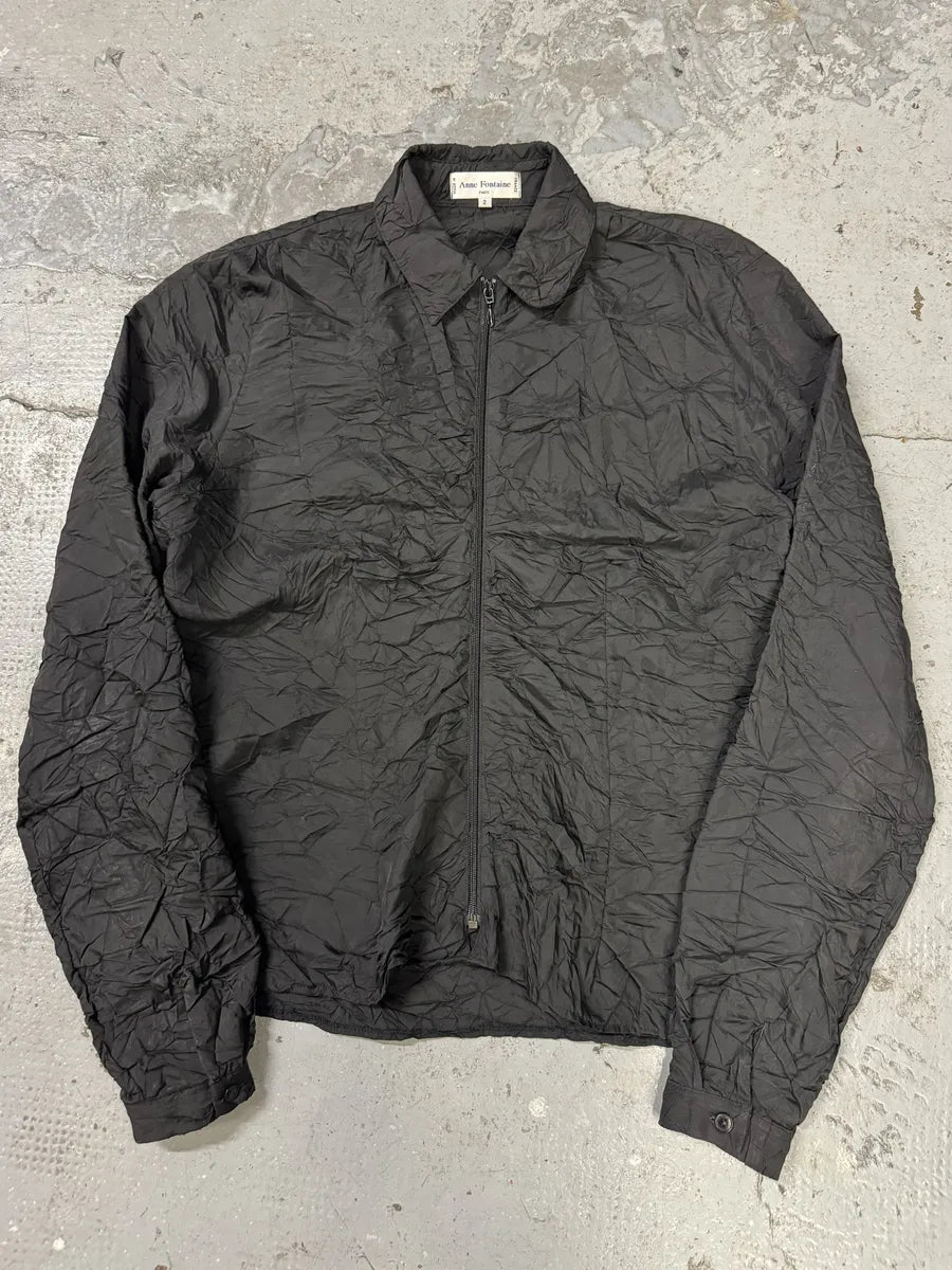 SS2004 Anne Fontaine Plissé Black Light Jacket (M) FoWKxsS 2