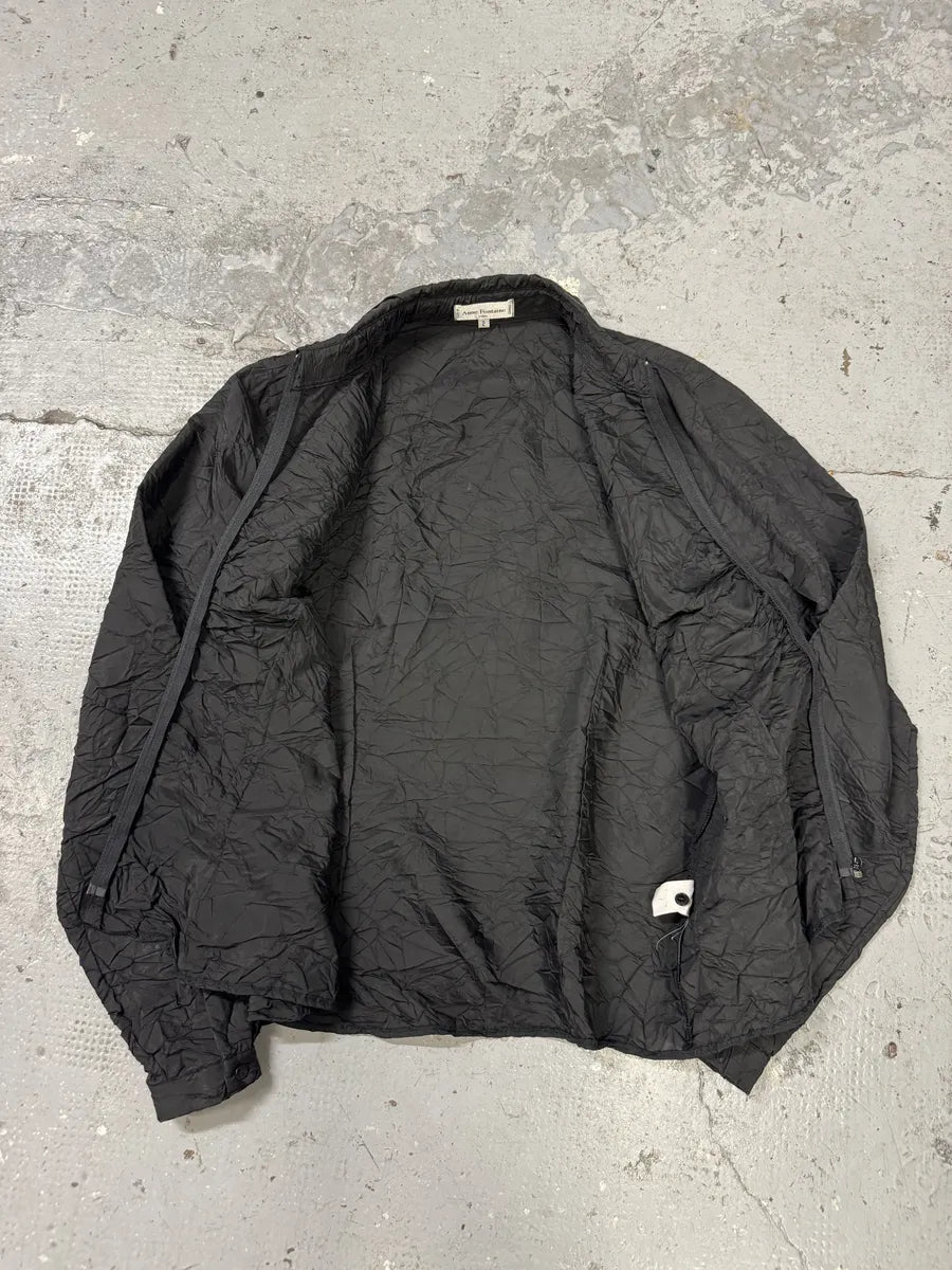 SS2004 Anne Fontaine Plissé Black Light Jacket (M) FoWKxsS 3