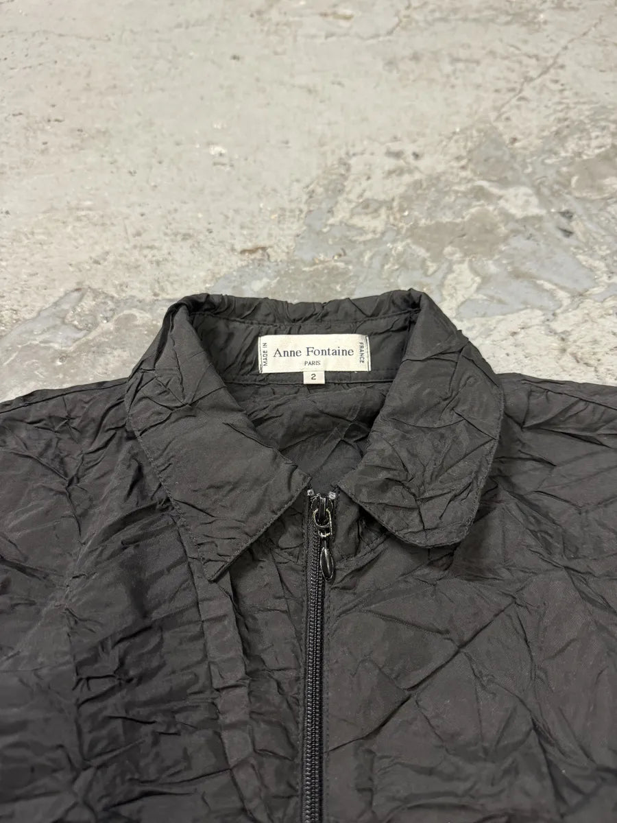 SS2004 Anne Fontaine Plissé Black Light Jacket (M) FoWKxsS 6