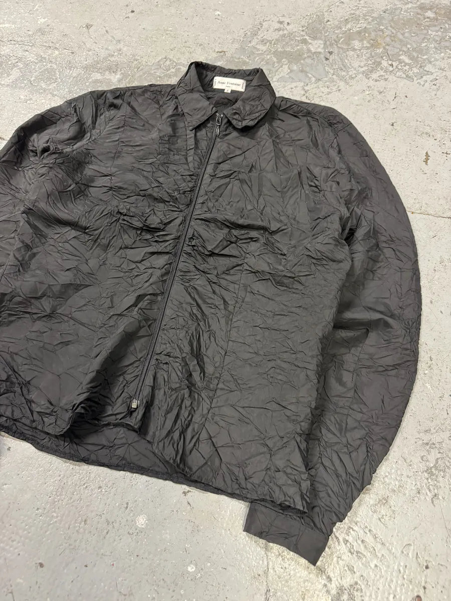 SS2004 Anne Fontaine Plissé Black Light Jacket (M) FoWKxsS 7