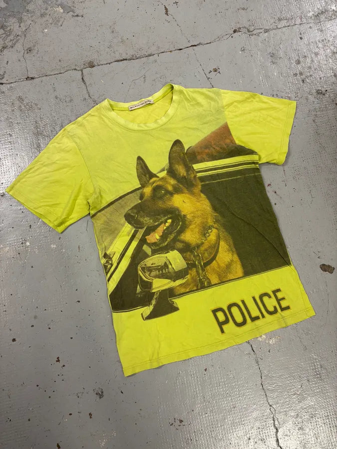 SS2004 Balenciaga Neon Yellow Police Dog T-Shirt ZQmpjRQ 3