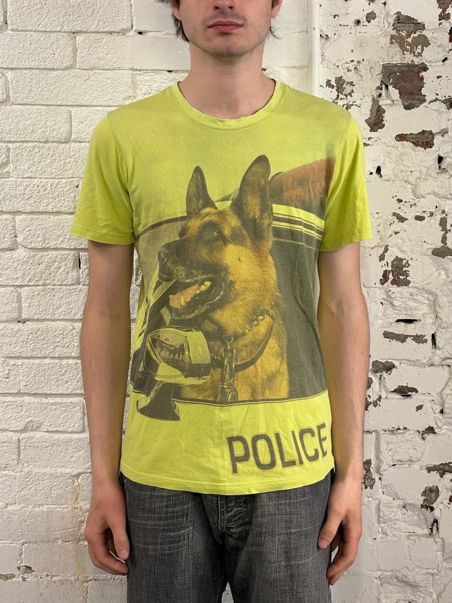 SS2004 Balenciaga Neon Yellow Police Dog T-Shirt ZQmpjRQ 1