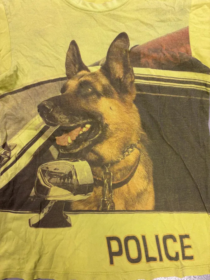 SS2004 Balenciaga Neon Yellow Police Dog T-Shirt ZQmpjRQ 6