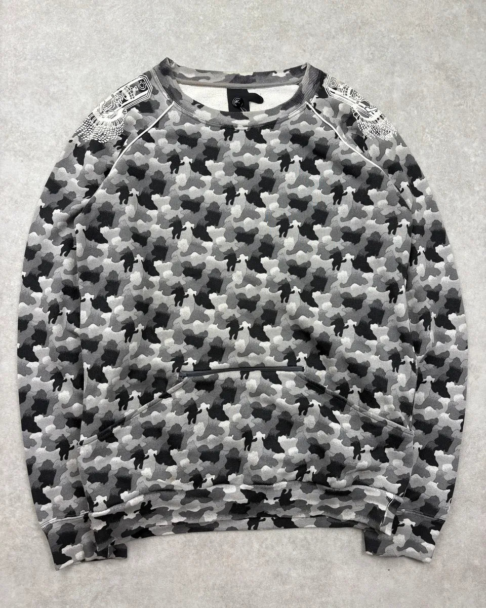SS2004 Bernhard Willhelm Grey & Black Trompe LOeil Camo Sweater PiJqgMe 0