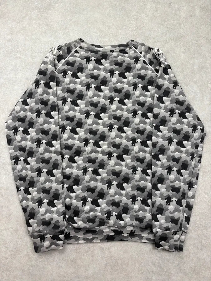 SS2004 Bernhard Willhelm Grey & Black Trompe LOeil Camo Sweater PiJqgMe 5