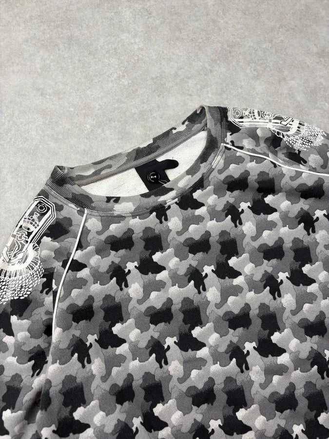 SS2004 Bernhard Willhelm Grey & Black Trompe LOeil Camo Sweater PiJqgMe 4