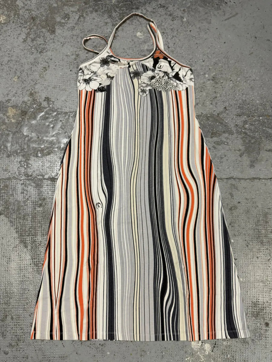 SS2004 Cavalli Abstract Orange White Flowers Dress LryrSwX 1