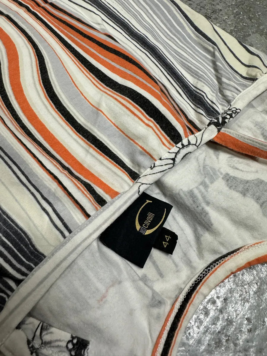 SS2004 Cavalli Abstract Orange White Flowers Dress LryrSwX 5