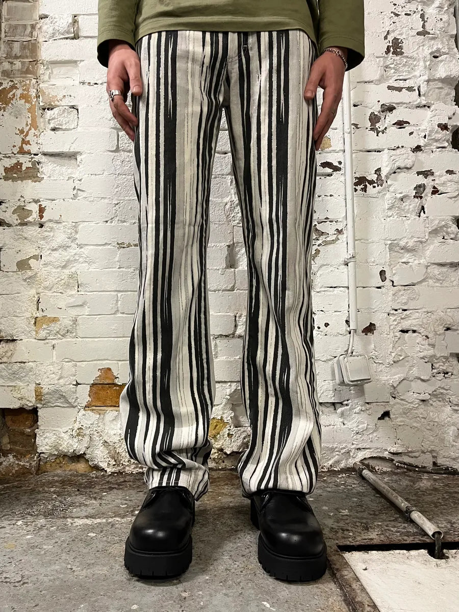 SS2004 Cavalli Black & White Lines Pants NfIjxOR 0