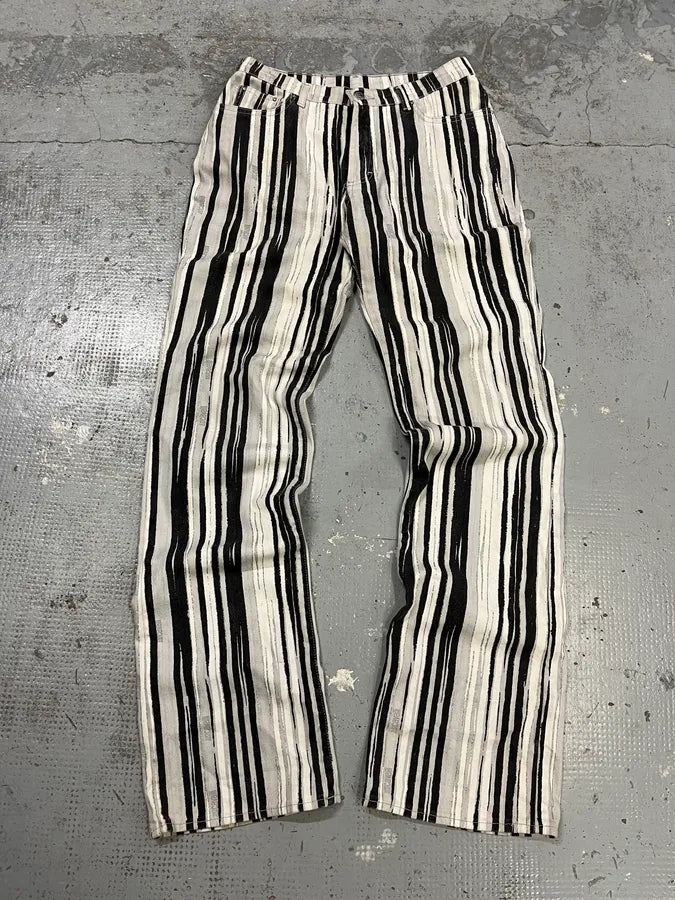SS2004 Cavalli Black & White Lines Pants NfIjxOR 1