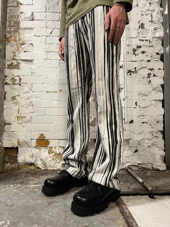SS2004 Cavalli Black & White Lines Pants NfIjxOR 2
