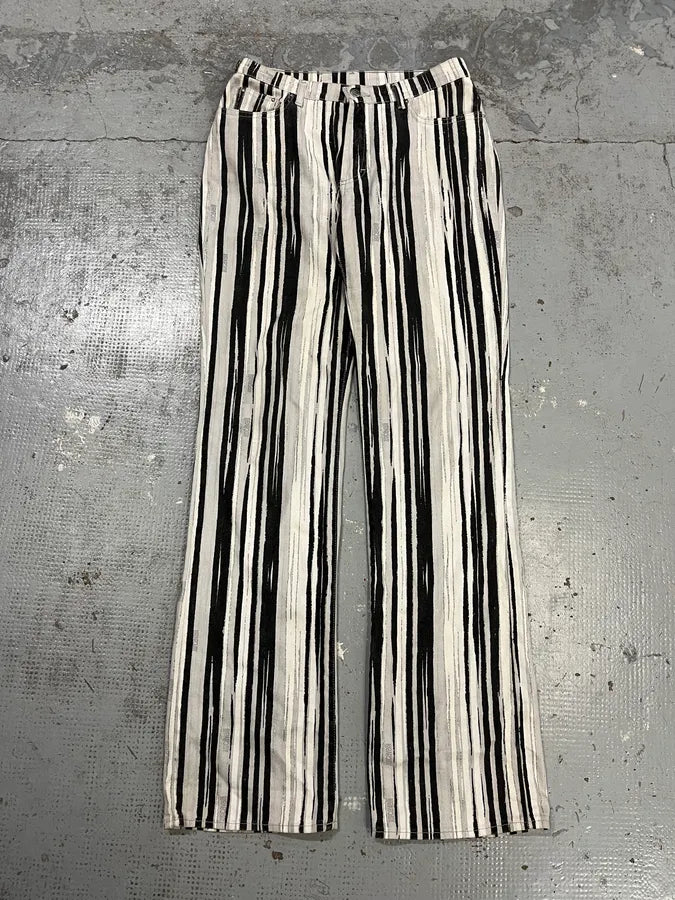 SS2004 Cavalli Black & White Lines Pants NfIjxOR 4