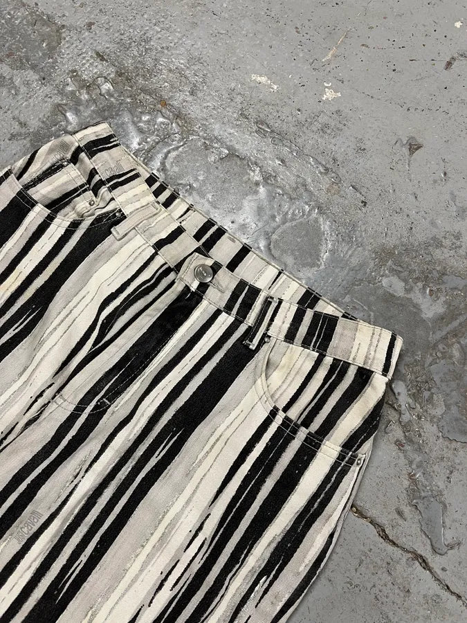 SS2004 Cavalli Black & White Lines Pants NfIjxOR 5
