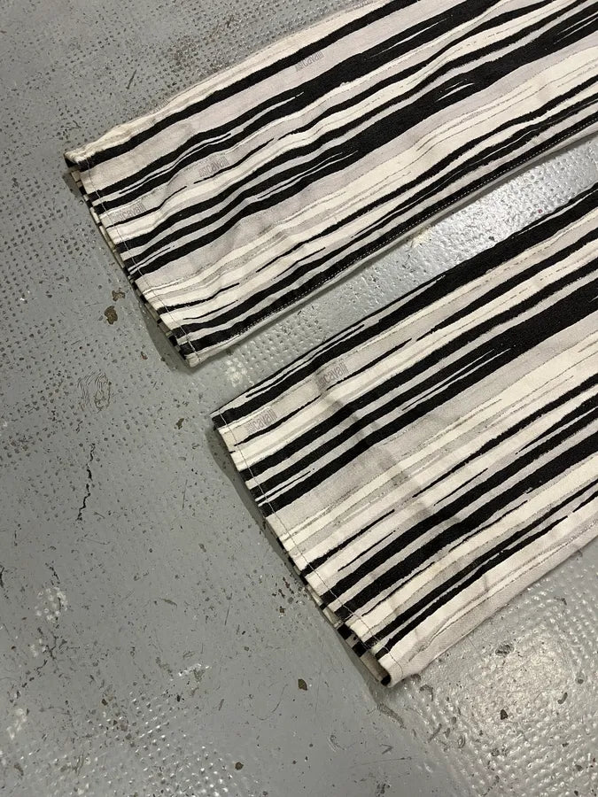 SS2004 Cavalli Black & White Lines Pants NfIjxOR 6