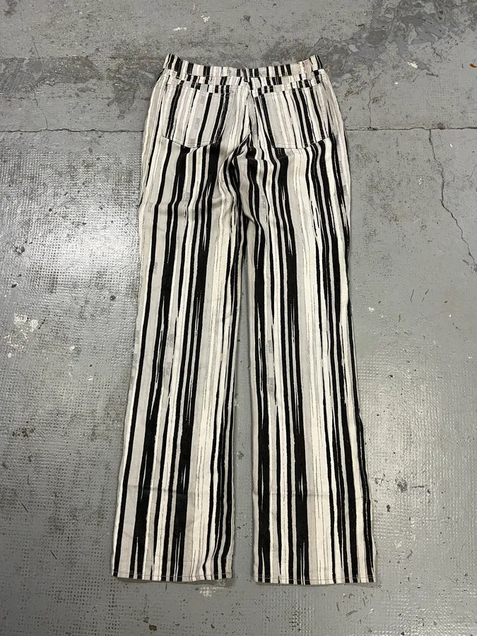 SS2004 Cavalli Black & White Lines Pants NfIjxOR 7