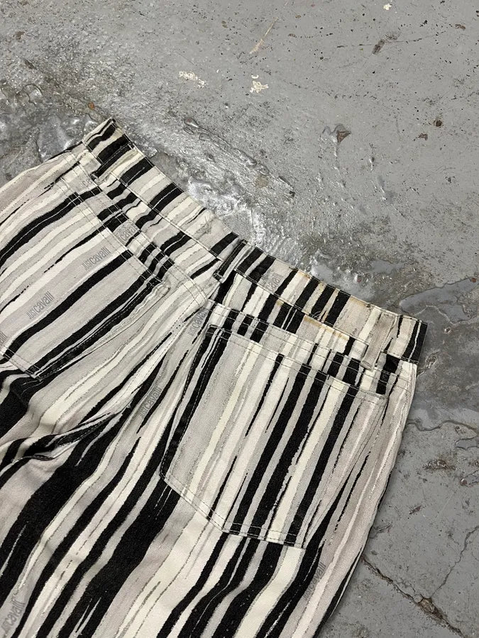 SS2004 Cavalli Black & White Lines Pants NfIjxOR 8