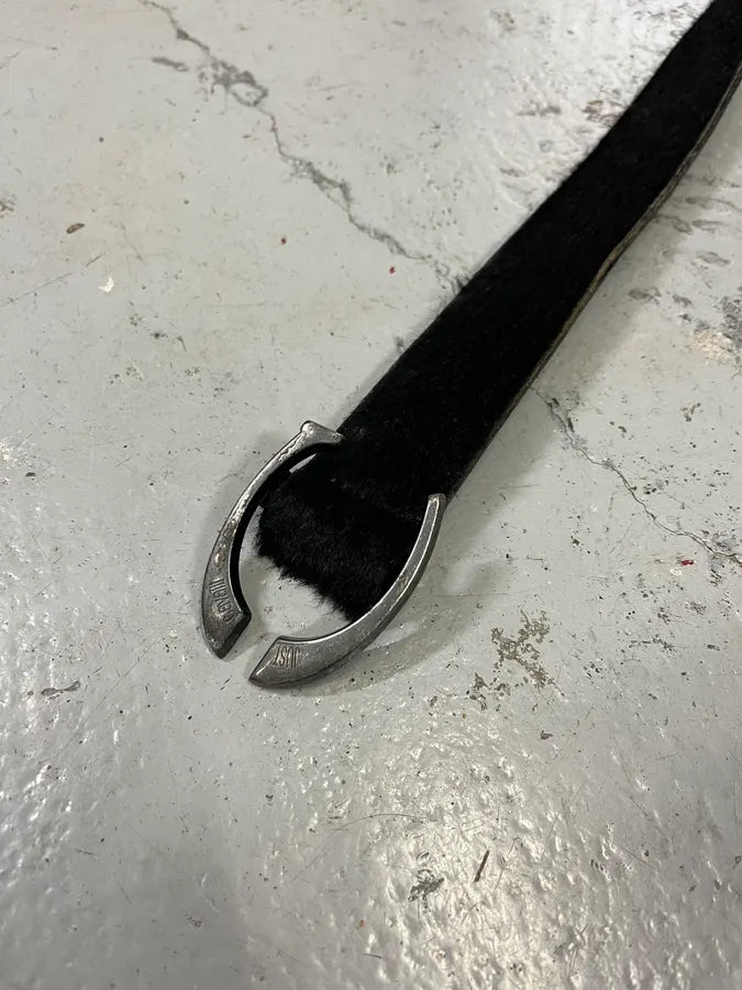 SS2004 Cavalli Black Leather Pony Hair Belt MSBAlKe 3