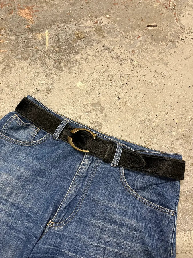 SS2004 Cavalli Black Pony Hair Leather Belt tqnvlfg 1