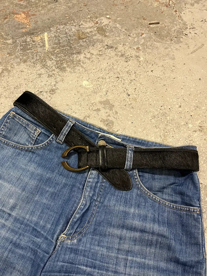 SS2004 Cavalli Black Pony Hair Leather Belt tqnvlfg 2