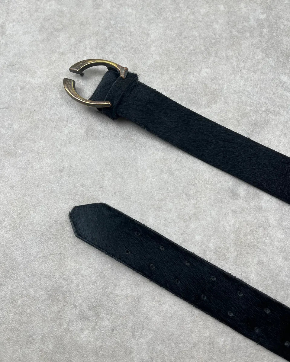 SS2004 Cavalli Black Pony Hair Leather Belt WbWajqn 2