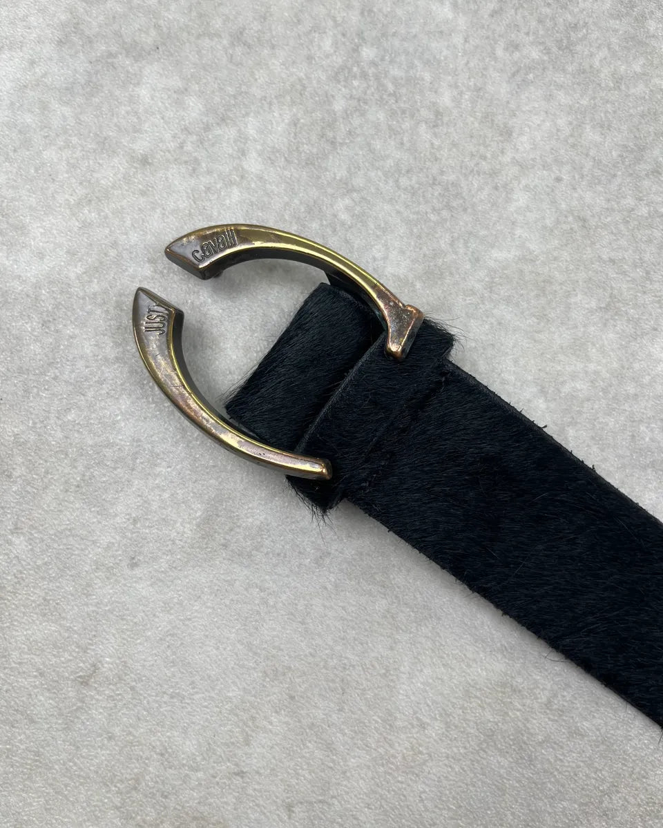SS2004 Cavalli Black Pony Hair Leather Belt WbWajqn 3