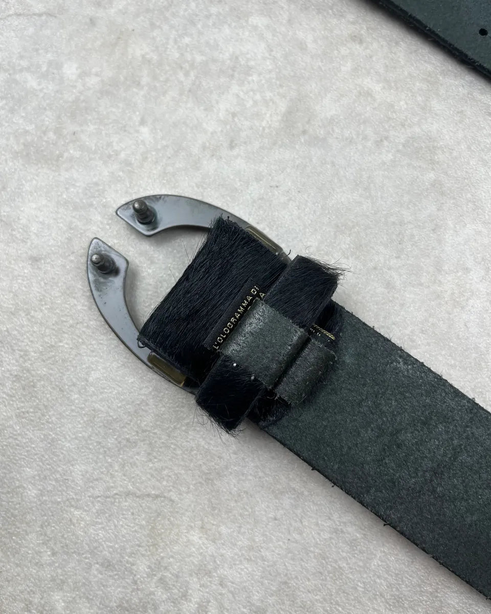 SS2004 Cavalli Black Pony Hair Leather Belt WbWajqn 5
