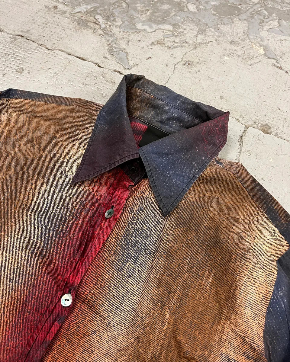 SS2004 Cavalli Bordeaux & Blue Sunset Faded Shirt BNbTKsf 4