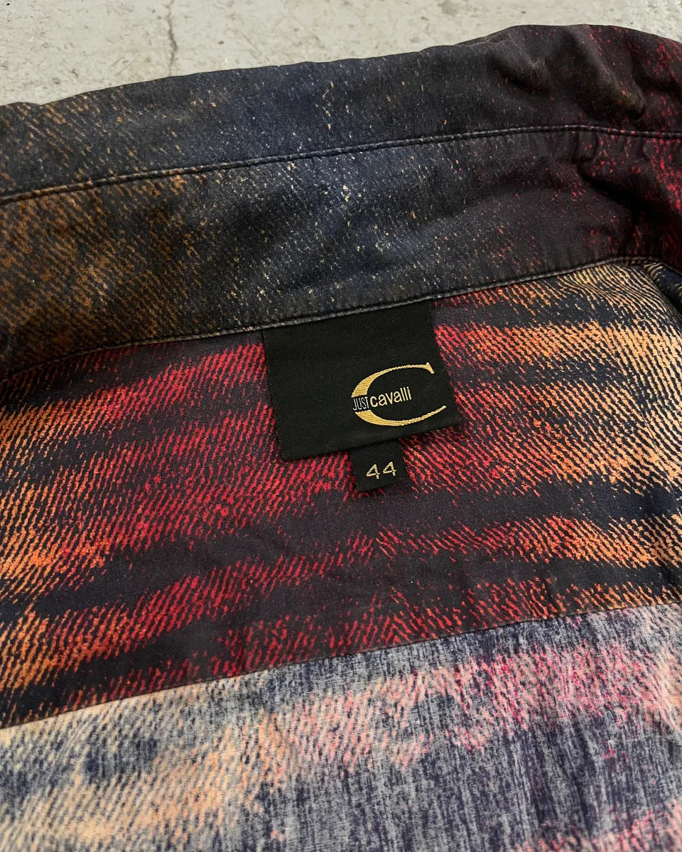 SS2004 Cavalli Bordeaux & Blue Sunset Faded Shirt BNbTKsf 8